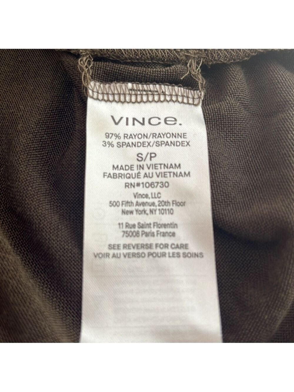 VINCE | Army Green Stretch Elbow Sleeve Jersey Midi Dress Small - Picture 12 of 13